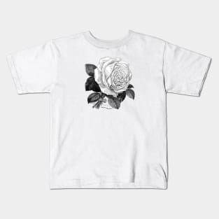 White Rose Vintage Botanical Illustration Kids T-Shirt